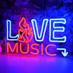 SYLHOME Live Music Led Neon Light Sign Fire Hot Bar Pub Music Studio Club Bedroom Wall Decor Sign Game Room Birthday Christmas Party Decoration 15.75" X 9.84" USB