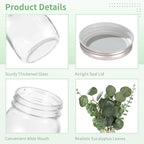 10 Set Mason Jar Centerpieces for Tables Centerpiece with Eucalyptus Breath, Clear Glass Mason Jar Vases with Rope, Wedding Table Centerpieces Bridal Shower Engagement Reception Rustic Farmhouse Decor