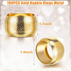 Lallisa Gold Napkin Rings Metal Napkin Ring Holders for Cloth Table Decorations for Wedding Anniversary Birthday Dinners Party of Table Setting(48 Pcs,Classic)