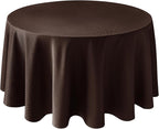 Biscaynebay Textured Fabric Round Tablecloths 108", Brown Water Resistant Table Cloth Circle Folding Table Covers Linen for Dining, Kitchen, Wedding, Parties etc. Machine Washable