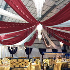 6 Panels Burgundy Wedding Ceiling Drapes 5ftx10ft Ceiling Drapes Chiffon Fabric Arch Draping Sheer Curtains Soft Drapery Draping Wedding Ceiling Decorations for Party Ceremony Stage Swag