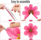 SUNBEAUTY Paper Flowers Decorations for Wall Gold Flower Party Decorations Hanging Fans Floral Backdrop Decor Mothers Day Birthday Wedding Baby Shower Decoration Wall Set of 9