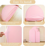 7.2FT 6FT Arch Backdrop Cover for Wedding, Set of 2 Stretchy Spandex Fitted Arch Stand Cover for Baby Shower, Birthday Party Decor, Chiara Backdrop Cover with Double-Sided Design(Pink, Hot Pink)