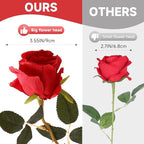Tifuly 12 Pcs Red Roses Artificial Flowers,Realistic Long Stem Fake Silk Roses Bouquet for Party Home Wedding Centerpiece Office Decor