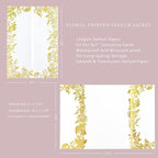 PONATIA 50 PCS Vellum Jackets for 5x7 Wedding Invitation Cards- 135gsm Floral Printed Vellum Sleeves, Invitation Cards Wraps (Champagne Gold Foil)