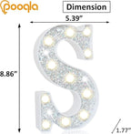 Pooqla Light Up Letters, LED Marquee Letters for Silver Birthday Decorations, Battery Powered Night Light Teenager Girl Room Decor, Gift for Girls Boys Wedding Bedroom Christmas Party Decor, Letter S