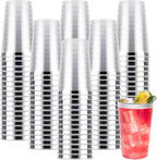 Goodluck 200PCS 14oz Silver Plastic Cups for Party, Disposable Silver Plastic Cups, Cocktail Glasses for Wedding Thanksgiving, Christmas, and Parties