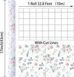 Ulmasinn Floral Wrapping Paper Roll - 17 Inches x 33 Feet - Vintage Romantic Rose Flower Gift Wrap with Cut Lines for Wedding, Birthday, Bridal Shower, Mother’s Day