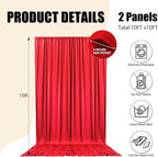 10ft x 10ft Red Backdrop Curtains for Parties, Fabric Satin Background Curtain with Rod Pockets for Weddings, Birthday, Baby Shower, Photography, Graduation Party Backdrop Drapes, 2 Panels
