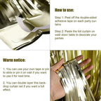 4 Pack Light Gold Foil Fringe Curtain Backdrop, 3.28Ft x 8.2Ft Metallic Tinsel Foil Fringe Streamer Curtains for Party, Photo Booth Props, Birthday, 2022 Graduation Party Supplies