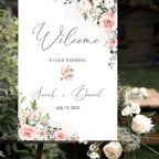 Editable Wedding Welcome Sign, Blush Pink Floral Wedding Sign, Custom Welcome Sign