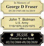 3" W x 1" H Personalized Custom Engraved Brushed Gold Solid Brass Plate Frame Name Label Art Tag With Frame