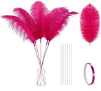 Holmgren Hot Pink Ostrich Feathers - 20pcs Making Kit 22 Inch Ostrich Feathers Bulk for Vase, Floral Arrangement, Home Wedding Party Centerpieces and Easter Gatsbi Decorations