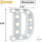 Pooqla Light Up Letters, LED Marquee Letters for Silver Birthday Decorations, Battery Powered Night Light Teenager Girl Room Decor, Gift for Girls Boys Wedding Bedroom Christmas Party Decor, Letter D