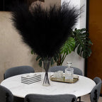 Faux Pampas Grass 6 Stems, Artificial Pampas Grass - 43 inch Total Extra Large Pompass Grass Tall Pompous Boho Flower Arrangement and Floor Vase Filler Home Decor for Room Wedding Party (Black)