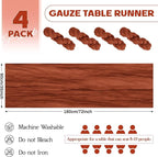 Aktor 4 Pack Terracotta Table Runner Boho Cheesecloth Table Runner Semi Sheer Gauze Fabric Runners for Wedding Birthday Baby Shower Party Boho Table Decoration（Terracotta）