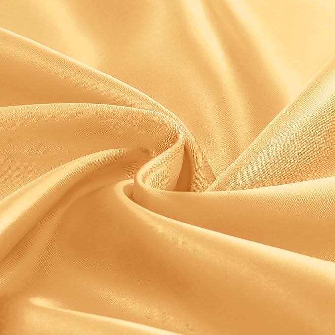 KKJIAF 1 Pack 60 Inch / 5ft Round Table Cloth, Gold Overlay Round Satin Table Cover, Silky Satin Dining Tablecloths for Wedding Buffet Parties Banquet Decoration