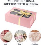TIACABO Pink Large Gift Box with Window, 13.5"x9"x4.3" Bridesmaid Boxe for Gifts Giving,Birthday Gift Boxes with Magnetic,Closure Lid Gifts Box for Presents,Cute Boxe,Luxury for Gift Packaging