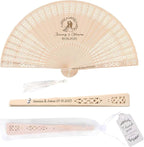 50 PCS Custom Fans Personalized Folding Fans for Line Dancing Wooden Hand Fan Wedding Favors Bulk Fans for Guests Party Event Use (Style03)