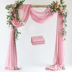 Wedding Arch Draping Fabric 3 Panels 28.7" x 20FT Blush Pink Sheer Chiffon Backdrop Drapes for Wedding Ceremony Birthday Party Bridal Shower Outdoor Decoration