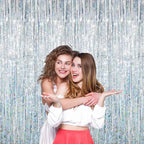 GOER 3.2 ft x 8.2 ft Metallic Tinsel Foil Fringe Curtains Party Photo Backdrop Party Streamers for Birthday,Graduation,New Year Eve Decorations Wedding Decor (4 Packs,Shiny Silver)
