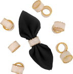 Rustic Epoxy Resin Napkin Rings Set of 6 - Napkin Holders for Parties, Dining, Family Gatherings, Weddings, Holidays, Décor, Gifting Durable Tabletop Decor (Ivory) CLEENTABLE
