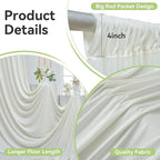 60ftx12ft Wrinkle Free Ivory Backdrop Curtain, 12 Panels 12FT Height Ivory Wedding Backdrop Drapes, Silky Polyester Back Drop Cloth for Birthday Photography Background Party Backdrop Draping