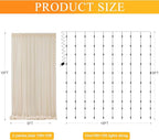 Fomcet Champagne Tulle Backdrop Curtains with Lights String 10FT X 10FT Sheer Curtain with Lights Tulle Curtains Backdrop for Wedding Birthday Party Photo Shoot (2 Panels 5x10FT)