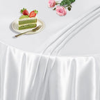 KKJIAF 1 Pack 60 Inch / 5ft Round Table Cloth, White Overlay Round Satin Table Cover, Silky Satin Dining Tablecloths for Wedding Buffet Parties Banquet Decoration