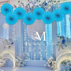 Blue Hanging Paper Fans,Blueaccessories Paper Decorations for Party,Blue Harmony Classroom Decorations,Party Decorations for Boys 12in Hanging Paper Fans 30 Color DIY Set (Sky Blue)