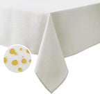 NLMUVW White Linen Tablecloth for Rectangle, Dining Table Cloth Oblong Water Resistant Farmhouse Table Cover for Kitchen Party Cafe, 54 x 78 Inch