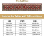 Boho Floral Vintage Table Runner, Red Grey Retro Flower Rustic Country Farmhouse Abstract Pattern for Home Kitchen Table Decor Dining Coffee Room Party Decor 13x120in