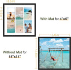 Vittanly 14x14 Collage Picture Frame, Displays 6Pcs 4x6 Pictures with Mat, Picture Frames Collage Wall Decor for Horizontal or Vertical Display, Black, 1 Pack