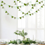 Olive Green Party Decorations Gradient Sage Green Felt Hanging Triangle Mini Bunting Pennant Banner Flag for Neutral Baby Shower Birthday Wedding Woodland Safari Jungle Party Classroom Nursery Decor