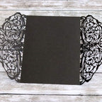 STOBOK Halloween Party Invitations - 10pcs Laser Cut Invitation Cards with Envelopes and Bowknots - Black Hollow Card Kits for Horror Party Supplies Weddings Baby Showers Event Celebrations 7.1x4.9in