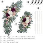 Ponatia Wedding Arch Flowers (Pack of 2), Artificial Burgundy & Nude & Ivory Wedding Flowers for Welcome Signs and Ceremony Reception