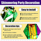 6 Pack Gold Green Purple Foil Fringe Curtain Backdrop, 3.28Ft x 8.2Ft Metallic Tinsel Foil Fringe Streamer Curtains for Photo Booth, Birthday, Wedding, New Year Party Decorations
