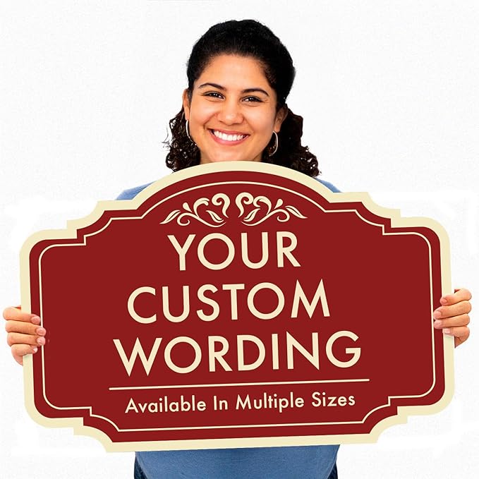 Custom Decorative Outdoor Metal Sign - Personalized Aluminum Driveway Sign, Waterproof, Made in USA - Design 2 Red Brick 42x28 In