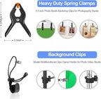 EMART Photo Video Studio Backdrop Stand Kit, 7×10ft Adjustable Photography Support System with Polyester Background(Black/White/Green Screen), Spring Clamps and Carry Bag for Photoshoot