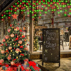 KNONEW 99ft 1216 LED Christmas Lights Outdoor Decorations with 228 Drops, 8 Modes Curtain Fairy Light, Clear Wire LED String Light Decor for Wedding Party Christmas (Red and Green)