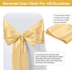 12 Pack Champagne Gold Satin Table Runner,12 x 108 inch Long Premium Smooth Table Runner for Wedding,Banquets,Birthday,Party,Graduation,Engagements,Table Runners fit Rectangle and Round Table