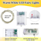2-Pack Fairy Lights Battery Operated with Timer, Waterproof 16FT 50 LED String Lights Indoor Outdoor, Cuttable Starry Fairy Lights for Christmas Home Bedroom Wedding DIY Centerpiece Decor (Warm White)