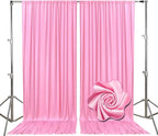 10ft x 10ft Pink Backdrop Curtains for Parties, Fabric Satin Background Curtain with Rod Pockets for Weddings, Birthday, Baby Shower, Photography, Graduation Party Backdrop Drapes, 2 Panels