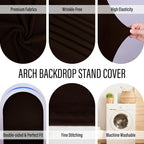 LEBENGURU Upgraded 7.2FT Wedding Arch Cover, Brown Spandex Fitted Arch Backdrop Cover, Round Top Chiara Stand Covers for Birthday Party Baby Shower Banquet Balloon Décor