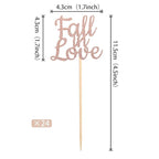 24 PCS Fall in Love Cupcake Toppers Glitter Bridal Shower Cake Picks Decorations for Wedding Engagement Anniversary Birthday Party Supplies Rose Gold