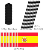12 Pack Spain Desk Flags Set, Spanish Small Mini Table Office Flags With 12" Solid Black Pole, Black Base and Spear Top, Miniature Desktop Flag, Home Decoration, Office Decoration, Festival