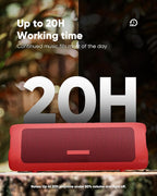 Bluetooth Speaker with HD Sound, Portable Wireless, IPX5 Waterproof, Up to 20H Playtime, TWS Pairing, BT5.3, for Home/Party/Outdoor/Beach, Stocking Stuffers, White Elephant Gifts for Adults (Red)