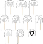 30 PCS Bride to Be Cupcake Toppers Glitter Wedding Cupcake Decorations I Do Love Heart Ring Miss to Mrs Cupcake Picks for Wedding Engagement Bridal Shower Party Cake Decorations Supplies Silver