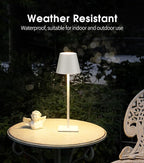 UME Cordless Table Lamp, Battery Operated Lamp - Portable Waterproof Rechargeable Table Lamp w/ 3 Color Temps & Stepless Dimming for Dinner, Desk, Cafe, Outdoor (White)