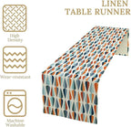 Mid Century Table Runner, Modern Style Retro Pattern Droplet Shapes Mosaic Tones Pattern Print for Home Kitchen Table Decor Dining Coffee Room Party Decor 13x72in
